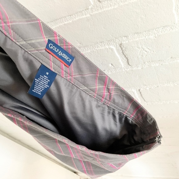 Golf America Skort Plaid Argyle Gray Pink Lime Green Sporty Cotton Stretch Sz 16 - Picture 14 of 14